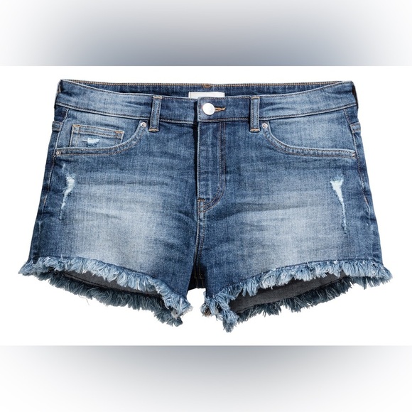 H&M Raw Hem Distressed Denim Jean Shorts Blue sz 6 - Picture 1 of 5